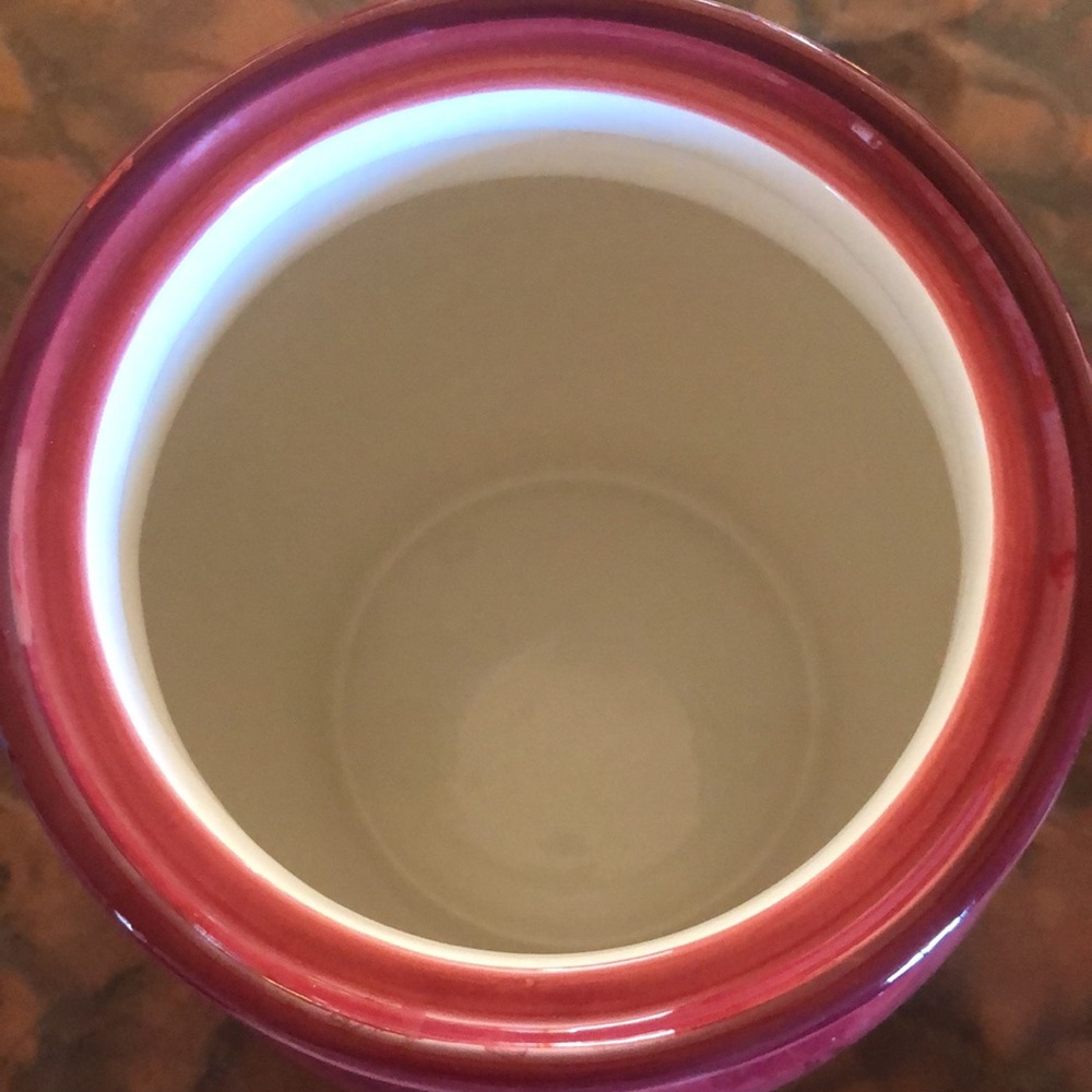 DONATED Pier 1 One Hand Painted Large Burgundy Grapes Cookie Jar/Canister w/Lid - Picture 7 of 9